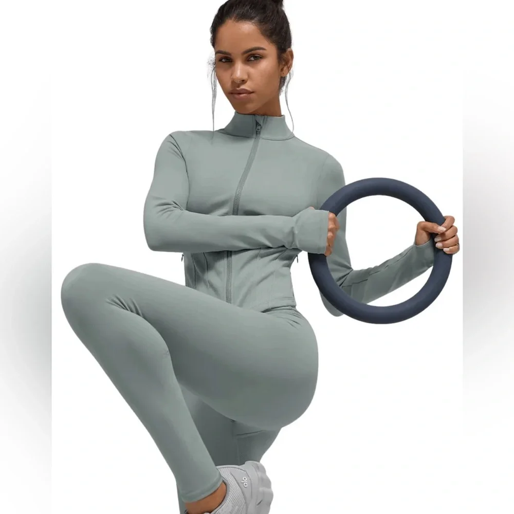 Alo Yoga Airbrush Corset Full Zip Jacket Lunar Grey XS